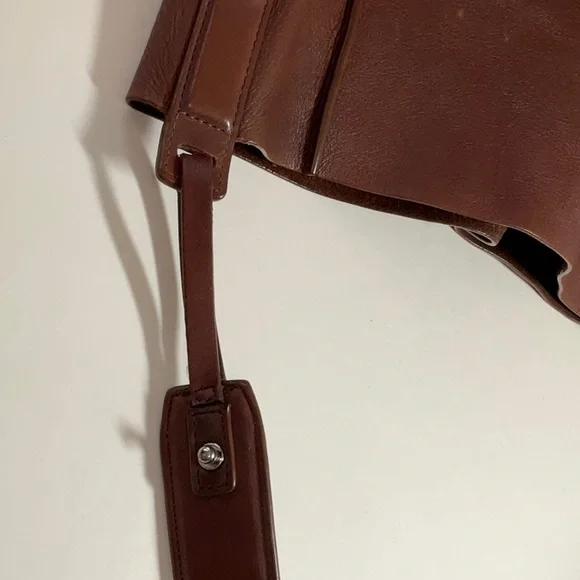 ALL SAINTS Leather Tote Paradise North/South Shoulder Bag Brown Cow Authentic - Picture 16 of 16